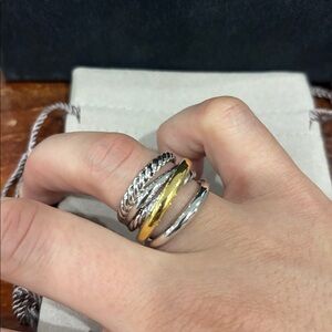 David Yurman Mixed Metal Stacked Ring in Silver and Gold
